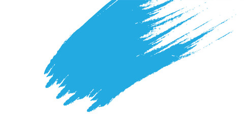 Abstract Blue Paint Brush Stroke on White Isolated Horizontal Background
