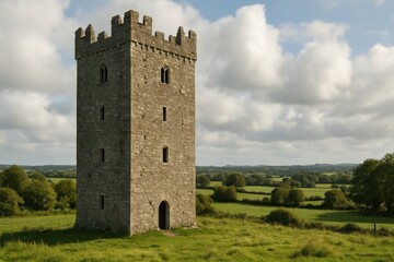 Historic stone tower countryside