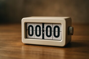 Retro flip clock on table.