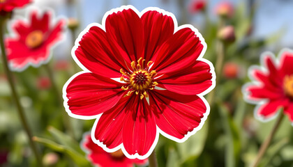 Obraz premium PNG red everlasting flower sticker, professional photography. White tone