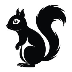 Majestic Black Silhouette of a Squirrel Vector Illustration, Perfect for Logos, Prints, and Designs