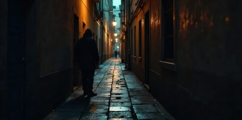 Cautious Observation A Spy in a Shadowy Alleyway ? Tense Espionage Scene