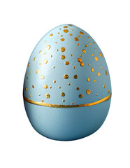 a blue egg with gold foil on it