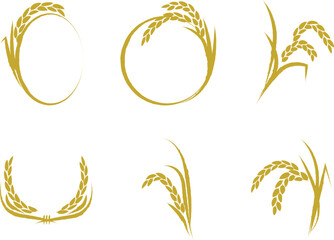 手描き風の稲穂　和風フレーム　和風アイコン