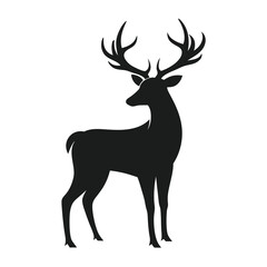 Majestic Deer Silhouette Elegant Black and White Animal Illustration