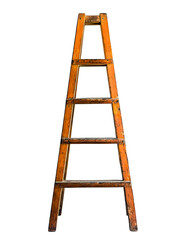 an old wooden ladder on a black background