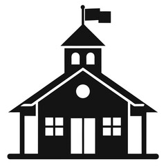 Classic School Building Illustration Simple Black and White Design Perfect for Educational Projects