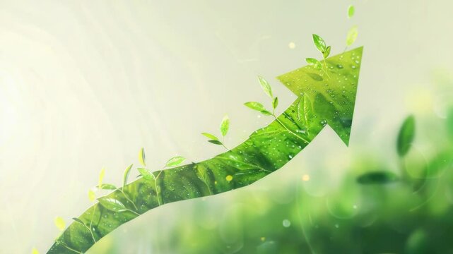 A green arrow sprouting leaves and stems