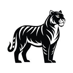 Majestic Black and White Tiger Illustration Powerful Symbol of Strength, Wildness, and Beauty