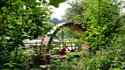Helston boating lake water wheel