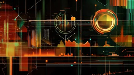 Dynamic abstract technology visualization with data analysis and connection - Powered by Adobe