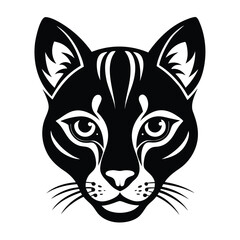 Elegant Black and White Cat Head Illustration Vector Graphic Design for Print and Web