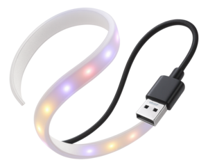USB-powered smart LED strip lights, perfect for installing behind a computer monitor in a study for reduced eye strain and enhanced focus.