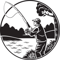 fisherman with fishing rod fishing