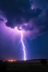 Breathtaking Lightning Strike Illuminates Night Sky During Powerful Thunderstorm