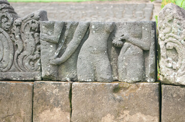 A part of female body at stone carved in Bayunibo Buddhist temple in Yogyakarta Indonesia
