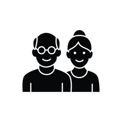Black silhouette of a smiling elderly couple