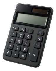 A compact pocket calculator with solar power, ideal for quick calculations in a home study.