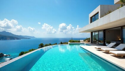 Fototapeta premium Luxurious Modern Hotel with Infinity Pool and Panoramic Views The Ultimate Relaxation Getaway