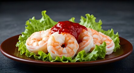 Fresh Organic Shrimp Cocktail with red sauce