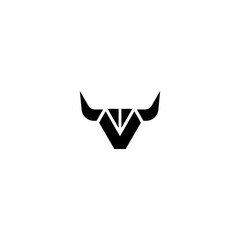 V horn logo - V bull vector logo template horn with letter v vector logo premium sign
