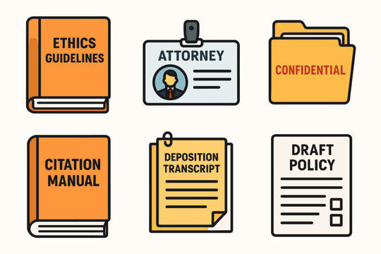 Legal documents and tools: ethics, attorney id, confidential files, citation manual, deposition transcript, draft policy