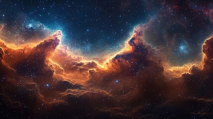 Fototapeta premium Vibrant Nebula in Space with Stars and Cosmic Clouds