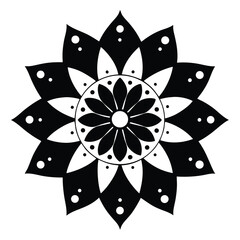 Elegant Black and White Mandala Design  Intricate Floral Pattern for Art, Print, and Decoration