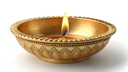 golden diya isolated on white background, 
