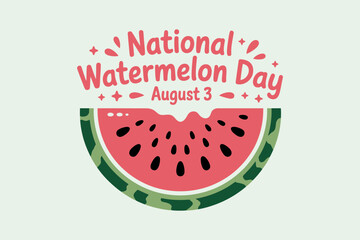 Half watermelon vector with summer vibe text for national watermelon day august 3 sticker or t-shirt print  