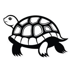 Elegant Black and White Turtle Illustration  A Stunning Vector Graphic of a Tortoise