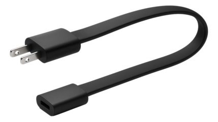 Flat power cable that easily fits under carpets, perfect for a clutter-free living room.