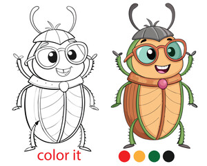 Cute Beetle Coloring Book for Kids – Big-Eyed Cartoon Bugs with Smiles & Fun Expressions