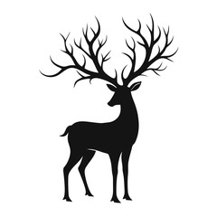 Majestic Stag Silhouette Elegant Black and White Deer Illustration