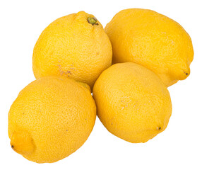 Close-up of isolated stack of yellow lemons on transparent png background