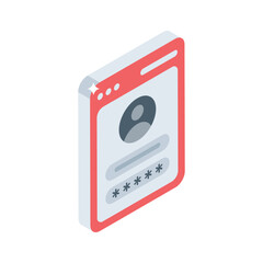 Premium isometric icon of secure profile login screen