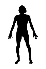 Black silhouette of a man on a light background.