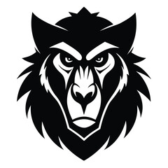 Fierce Black Wolf Head Illustration Vector Graphic Design, Strong Animal Portrait, Dark Canine Artwork