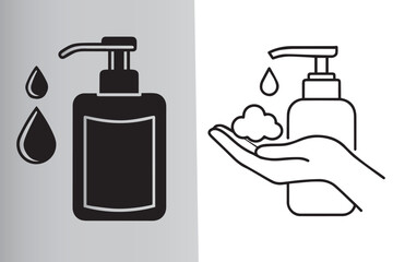 Hand Sanitizer and Hand Washing Pictograms Cleanliness and Personal Hygiene for Disease Prevention and Germ Avoidance