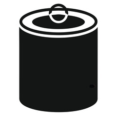 Simple Black and White Illustration of a Sealed Metal Can or Container