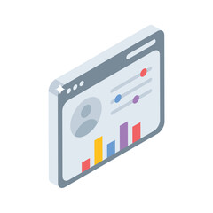 Well designed isometric icon of admin panel dashboard