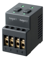 Obraz premium Voltage relay with dual output channels, often used in larger houses to manage multiple circuits simultaneously.