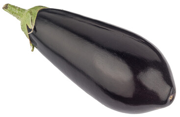 Close-up of one single eggplant or aubergine, isolated on transparent png background