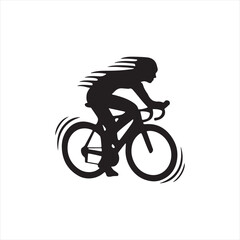 Fototapeta premium Dynamic Cyclist Silhouette: Powerful, Speed, Motion, Black and White Vector Graphic