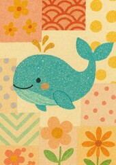 Obraz premium Playful colorful whale illustration