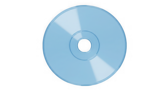 CD-ROM in blue hue: A clean, light blue compact disc, isolated with soft lighting, showcasing the simplicity of digital storage and the evolution of data technology.