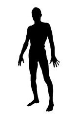 Black silhouette of a man on a light background.