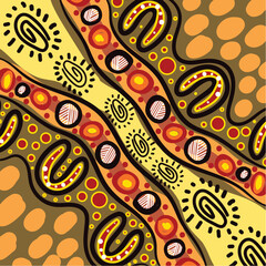 Aboriginal-Inspired Pathways and Symbols Artwork Illustration