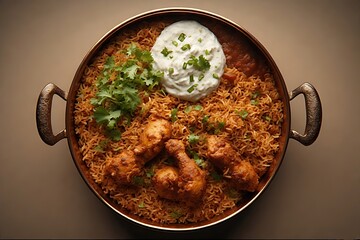 Chicken Biryani served in a copper handi