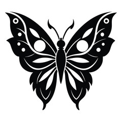 Elegant Black Butterfly Silhouette Vector Illustration for Design Projects, Prints, and More